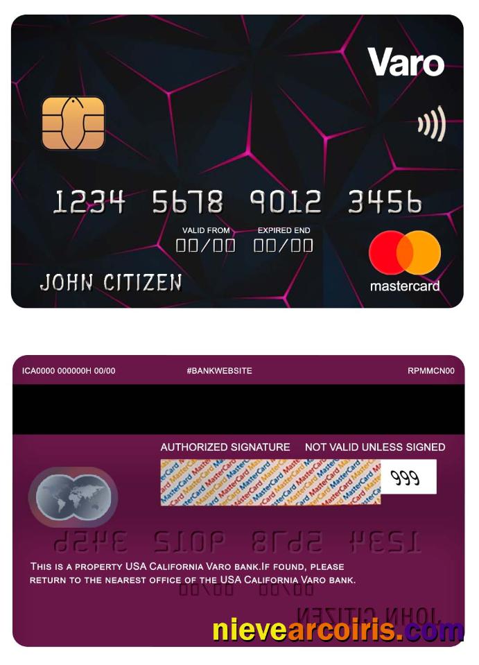 USA California Varo bank mastercard